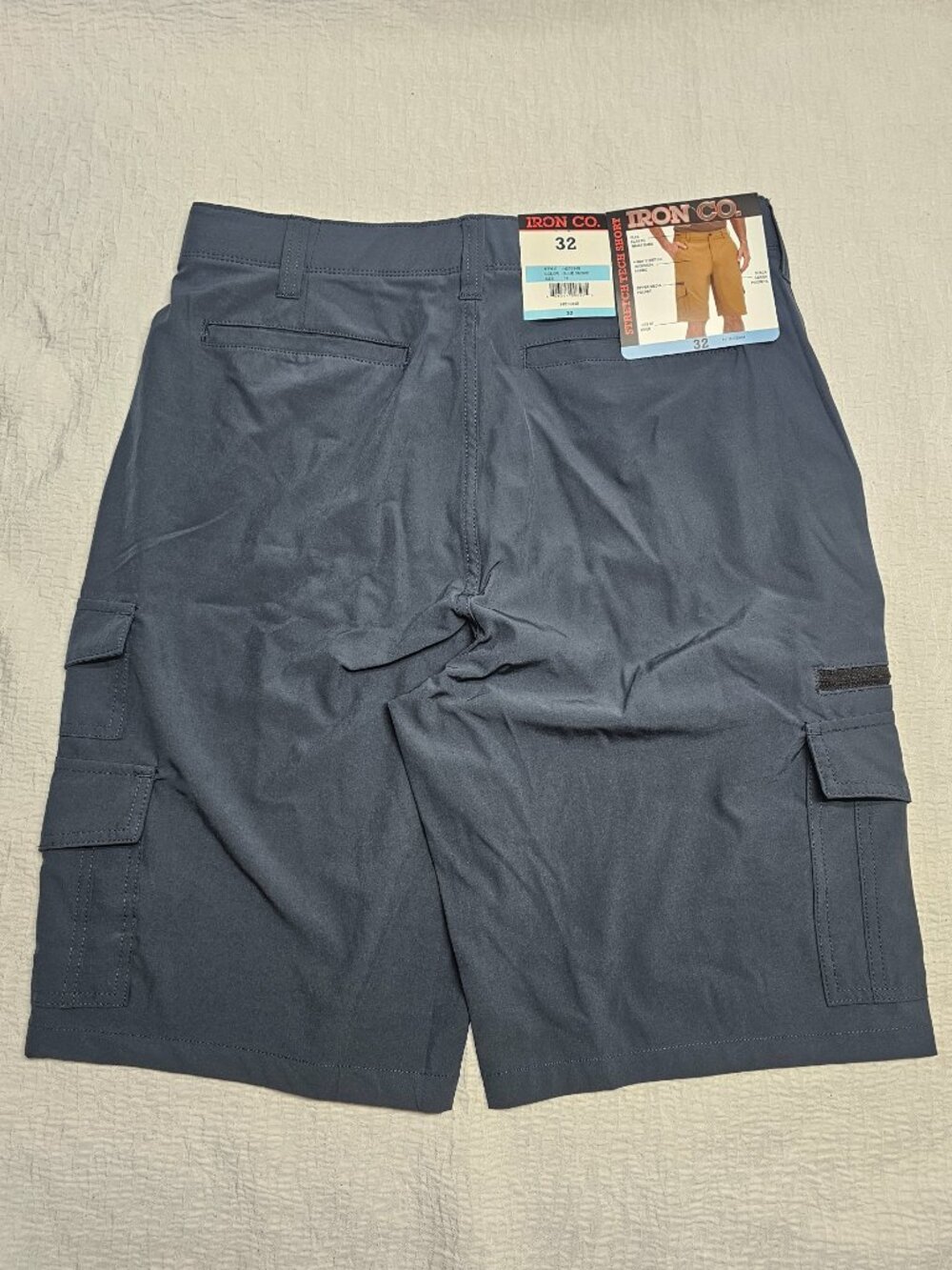 Iron Co Men's Flex Elastic Waistband Stretch Tech Short Blue Smoke Size 32 - Picture 4 of 4